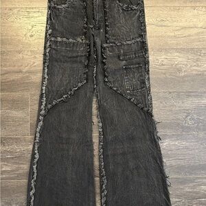 No/ Faith Studios’ Men Flare Stone-Washed Denim Pants